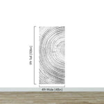 Tree Rings Wallpaper Mural. Black and White  Modern Wood Grain Circle Pattern. #7022