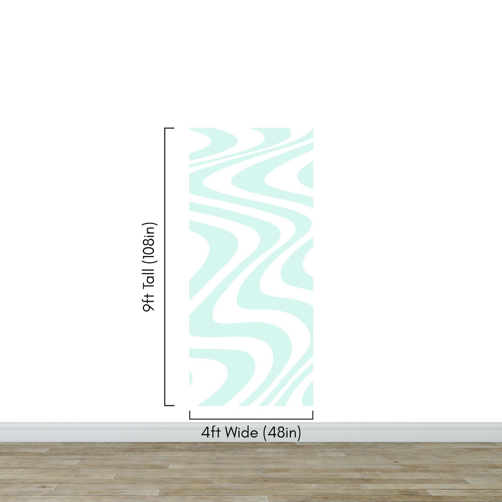 Mint Color Swirly Lines Abstract Wallpaper Mural. #6689