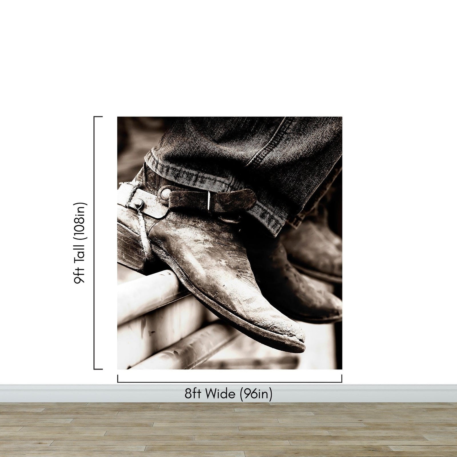 Vintage Western Theme Wallpaper. Rustic Cowboy Sepia Wall Mural. #6748