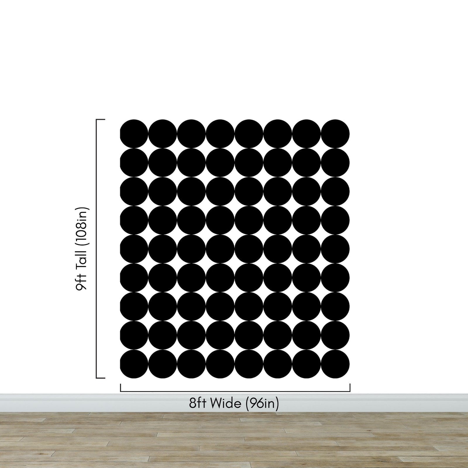 Modern Geometric Black Circle Wallpaper Mural. #6675
