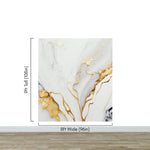 Gold Ink Splash on White Marble Slate Wall Mural Wallpaper #6840