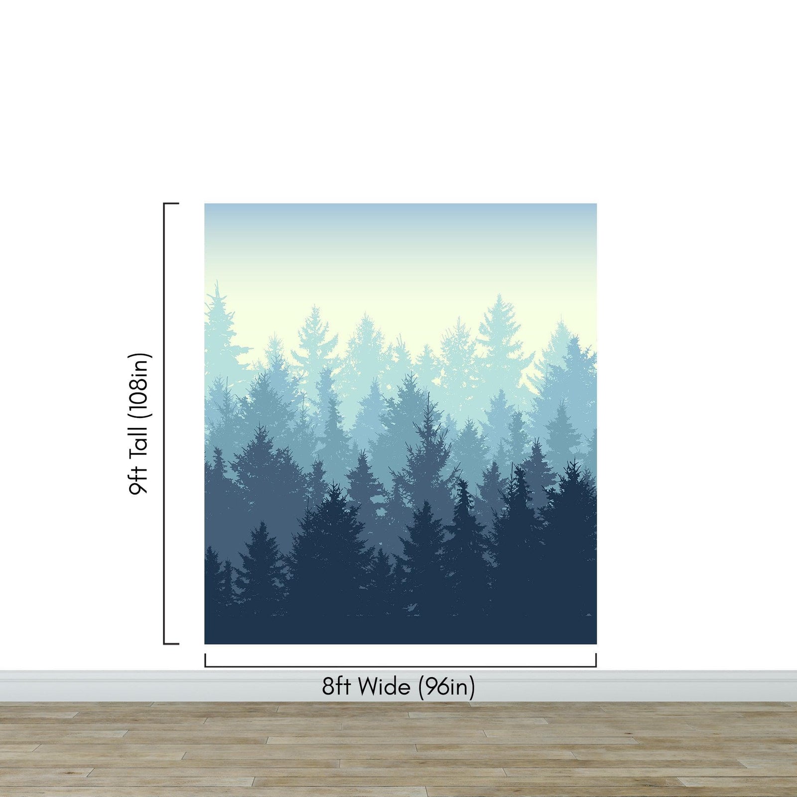Misty Forest Wallpaper. Blue Pastel Color Mural #6772