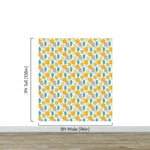 Autumn Leaves Wallpaper. Yellow, Grey, Teal Leaf Wall Mural. #6966
