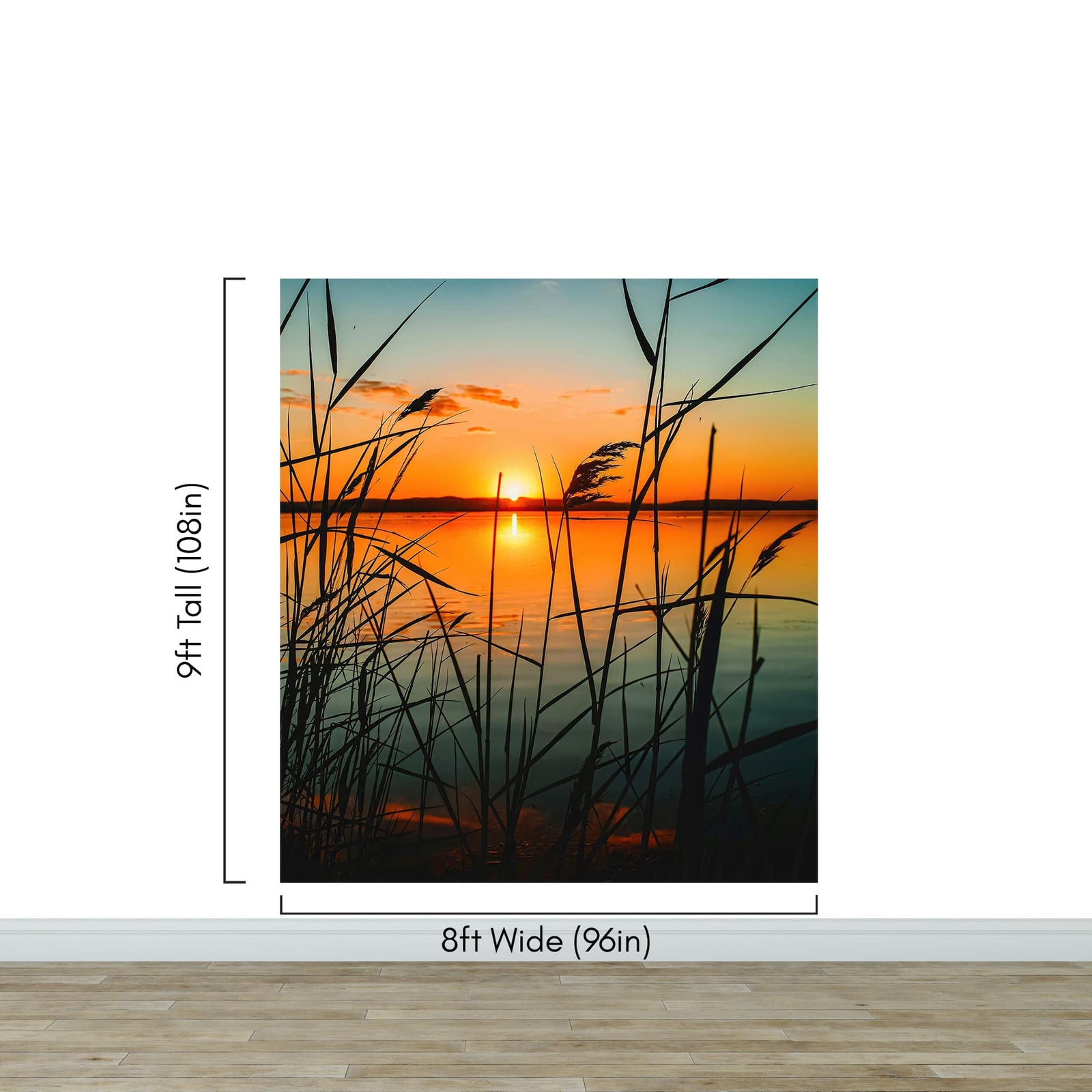 Lakeside Retreat with Sunset Over Lake Wallpaper Mural. #6920