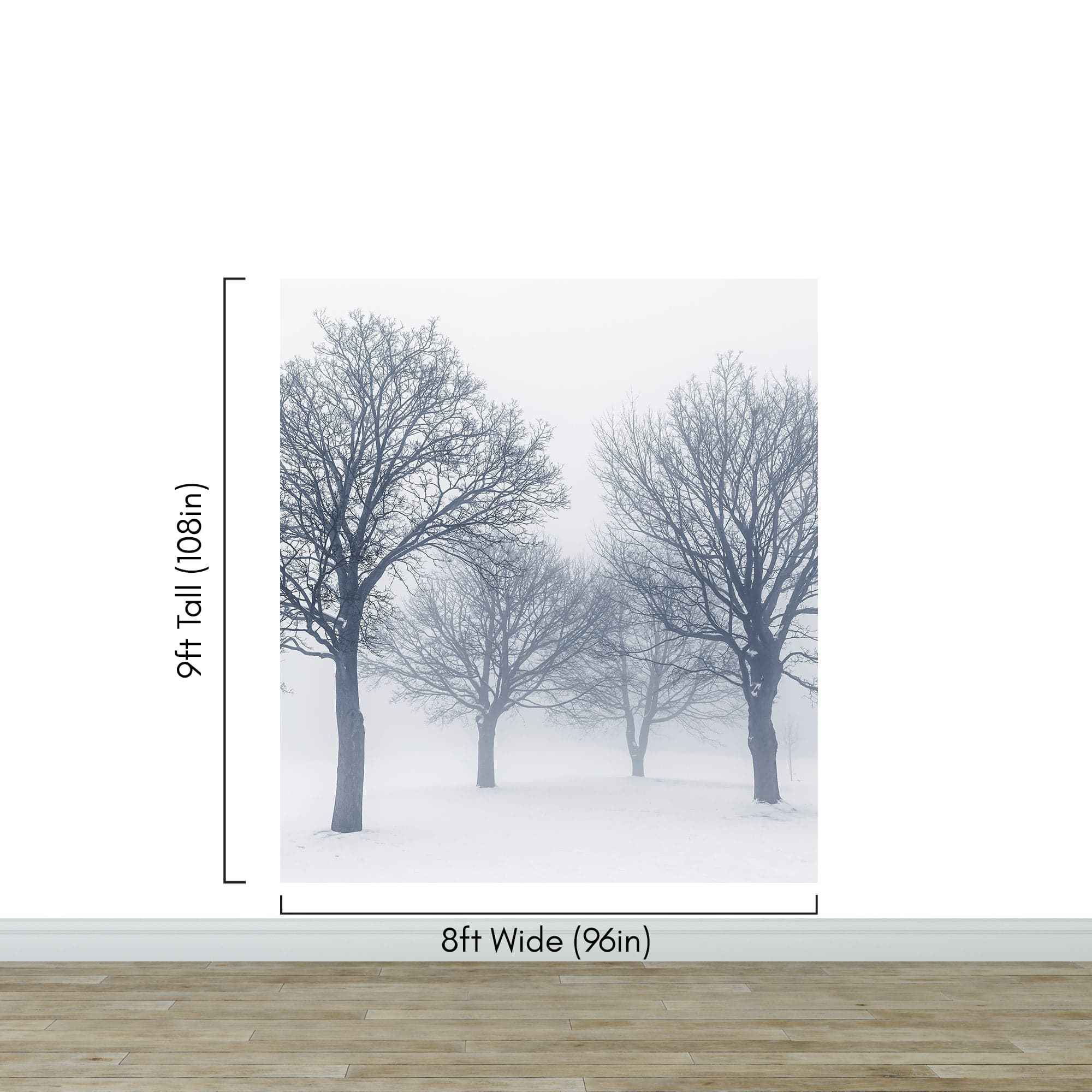 Black and White Snow Covered Trees Winter Landscape Wall Mural. #7042