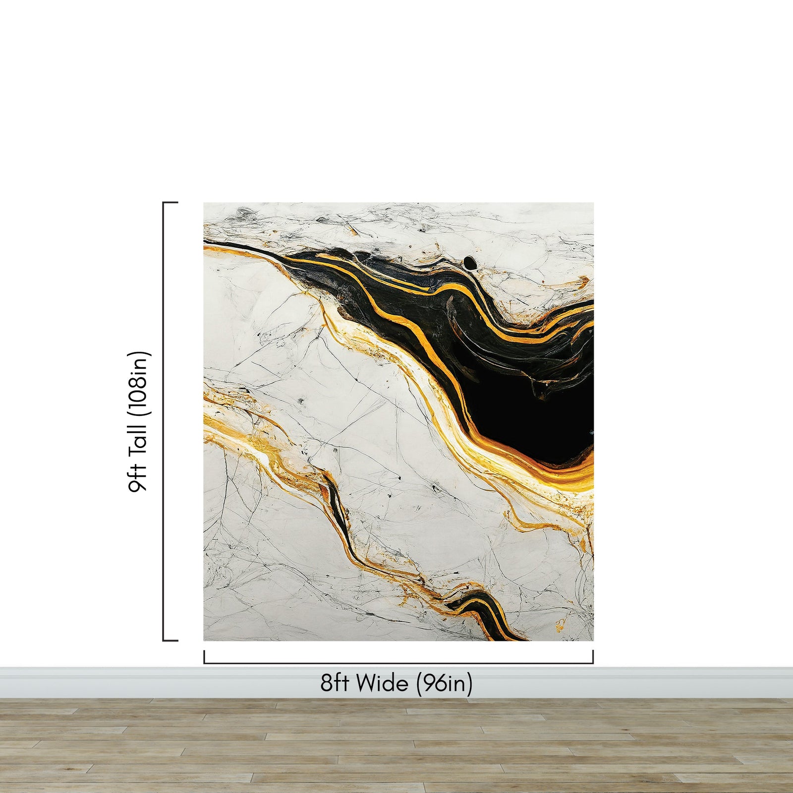 Luxurious Marble Wallpaper. Gold and Black Marble Slate Wall Mural. #6735