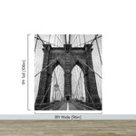 Black and White Brooklyn Bridge Wallpaper Mural. New York City Theme Decor. #6798