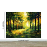Green Forest Painting Wallpaper Mural. #7018