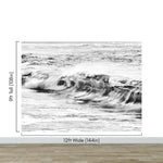 Ocean Wave Wallpaper. Black and White Surf Theme Wall Mural. #6709