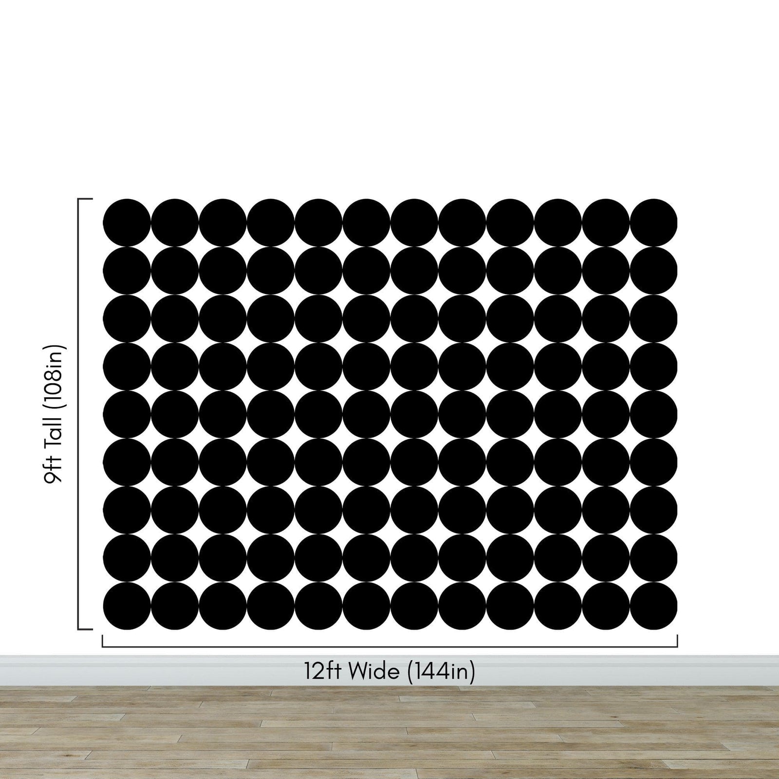 Modern Geometric Black Circle Wallpaper Mural. #6675