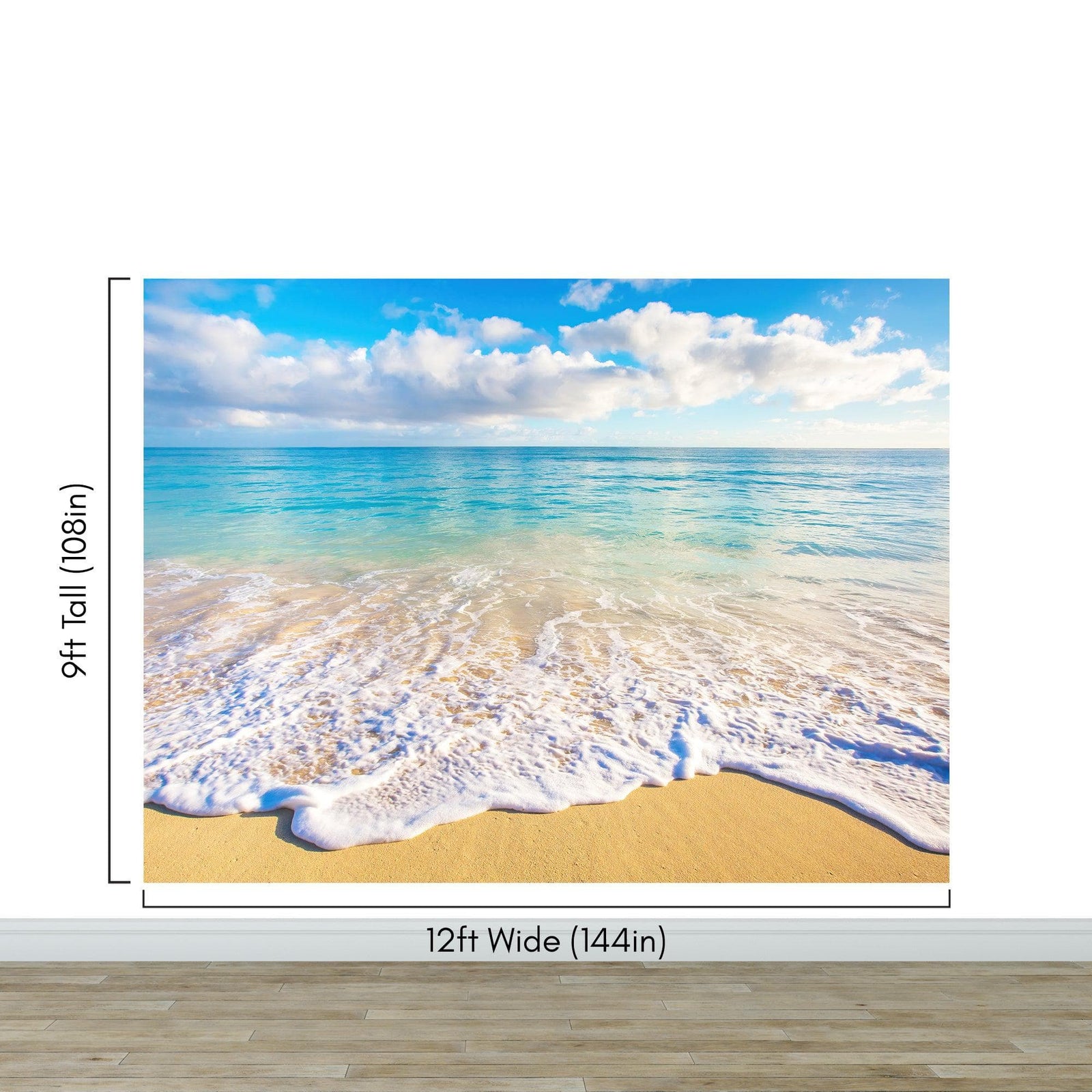 Ocean Beach Shore Wallpaper Mural. Tropical Theme Wall Decor. #6770