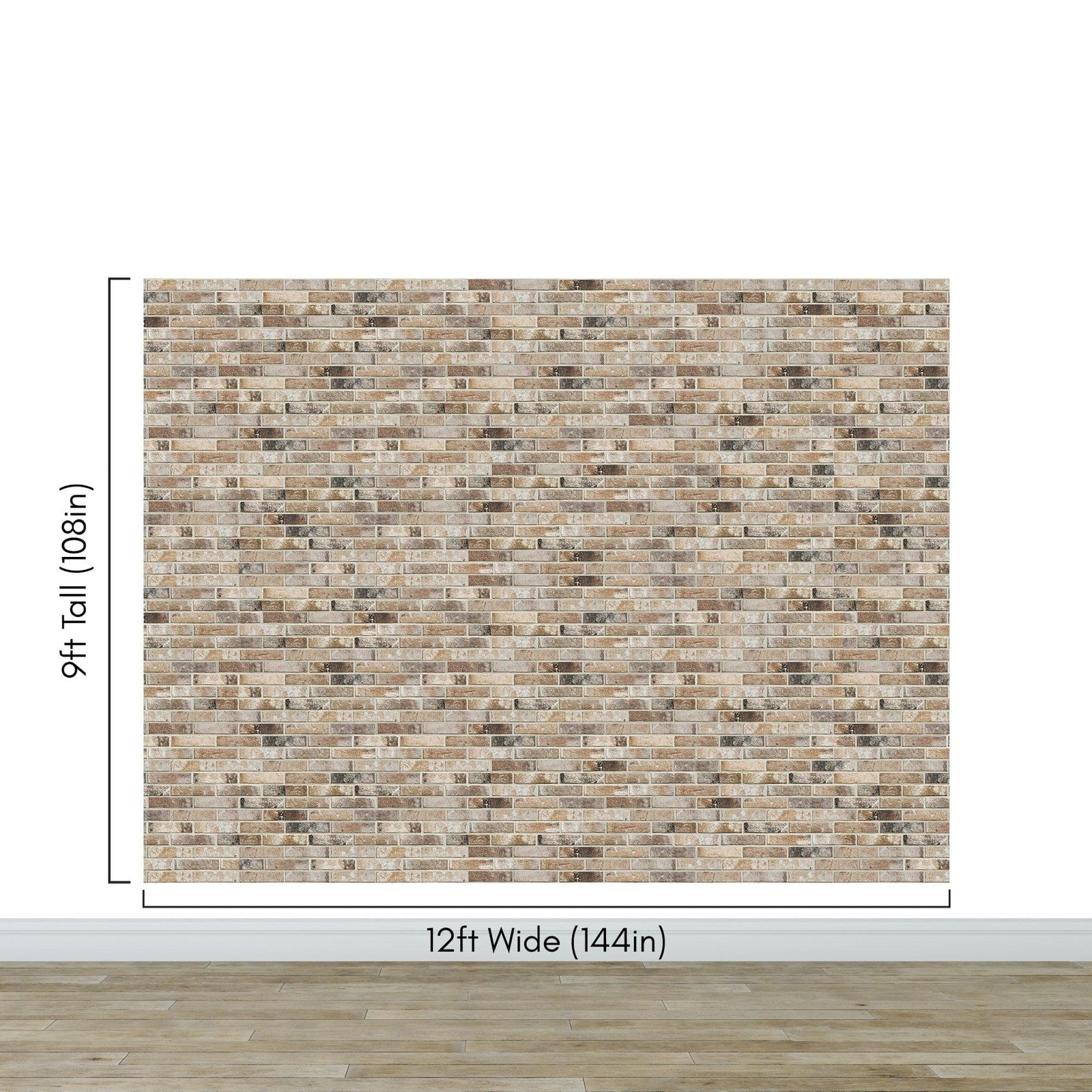 Brick Pattern Wallpaper Mural. Light Tan and Brown Color. #6801