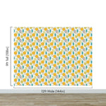 Autumn Leaves Wallpaper. Yellow, Grey, Teal Leaf Wall Mural. #6966