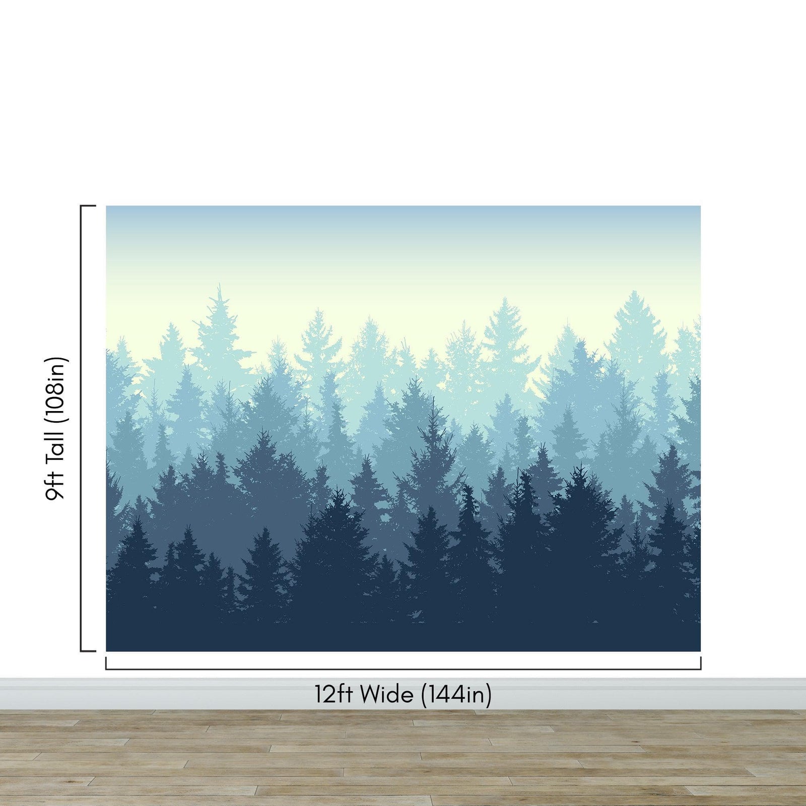 Misty Forest Wallpaper. Blue Pastel Color Mural #6772