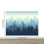Misty Forest Wallpaper. Blue Pastel Color Mural #6772