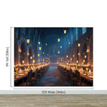 Floating Candles Great Hall Wallpaper Mural. Wizardly Dining Room Ambiance Wall Art. #6984