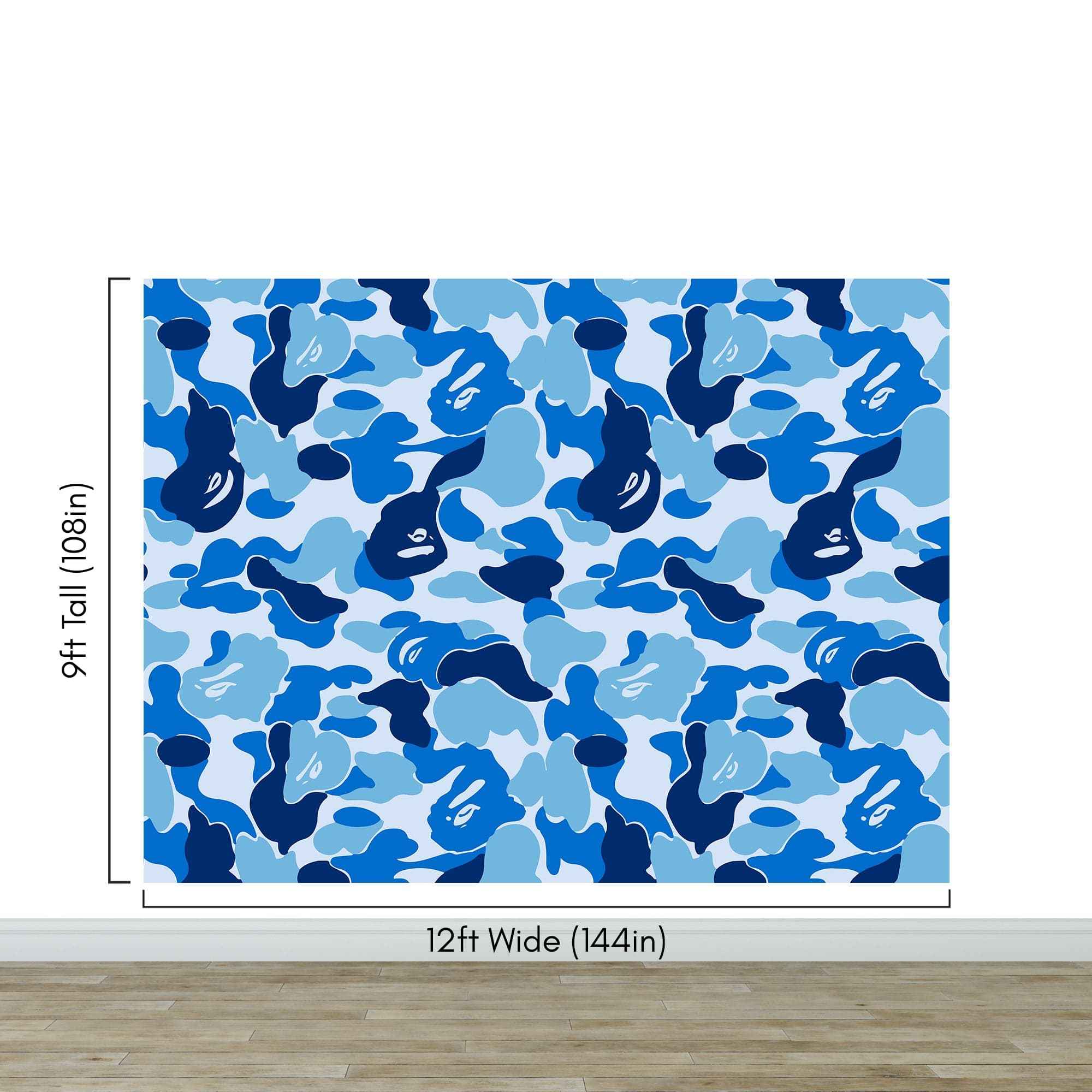 Bape Camo Wallpaper Mural. Blue Camo Streetwear Hype Beast Aesthetics. #7027