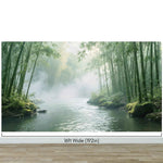 Foggy Bamboo Forest River Wallpaper Mural. #6986