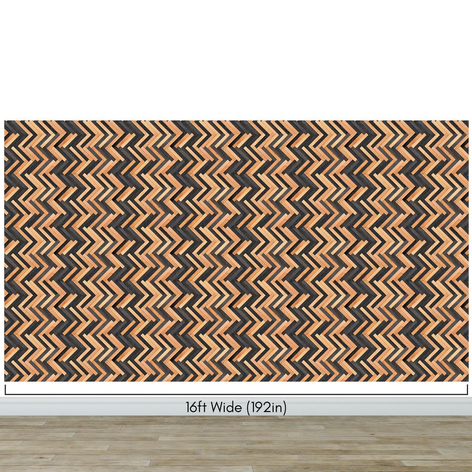 Modern Design Wooden Zigzag Panel Wallpaper Mural. #6736
