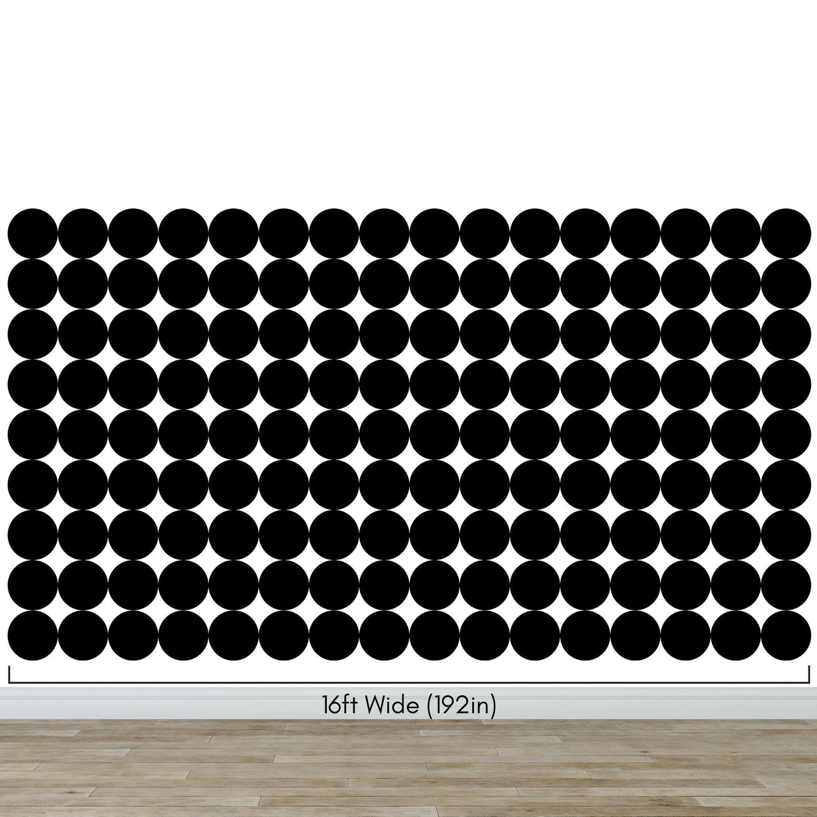 Modern Geometric Black Circle Wallpaper Mural. #6675