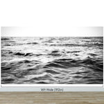 Black and White Ocean Wave Wallpaper. Peel and Stick Wall Mural. #6691