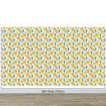 Autumn Leaves Wallpaper. Yellow, Grey, Teal Leaf Wall Mural. #6966