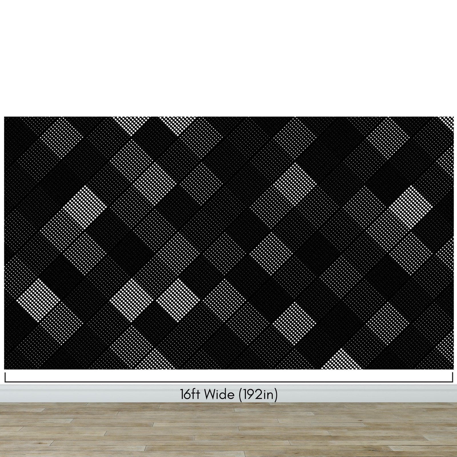 Modern Black and White Polka Dot Peel and Stick Wall Mural. #6964