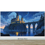 Magical Hogwarts Castle Twilight Wallpaper Mural. Wizardly World Fantasy Theme Wall Art. #6985