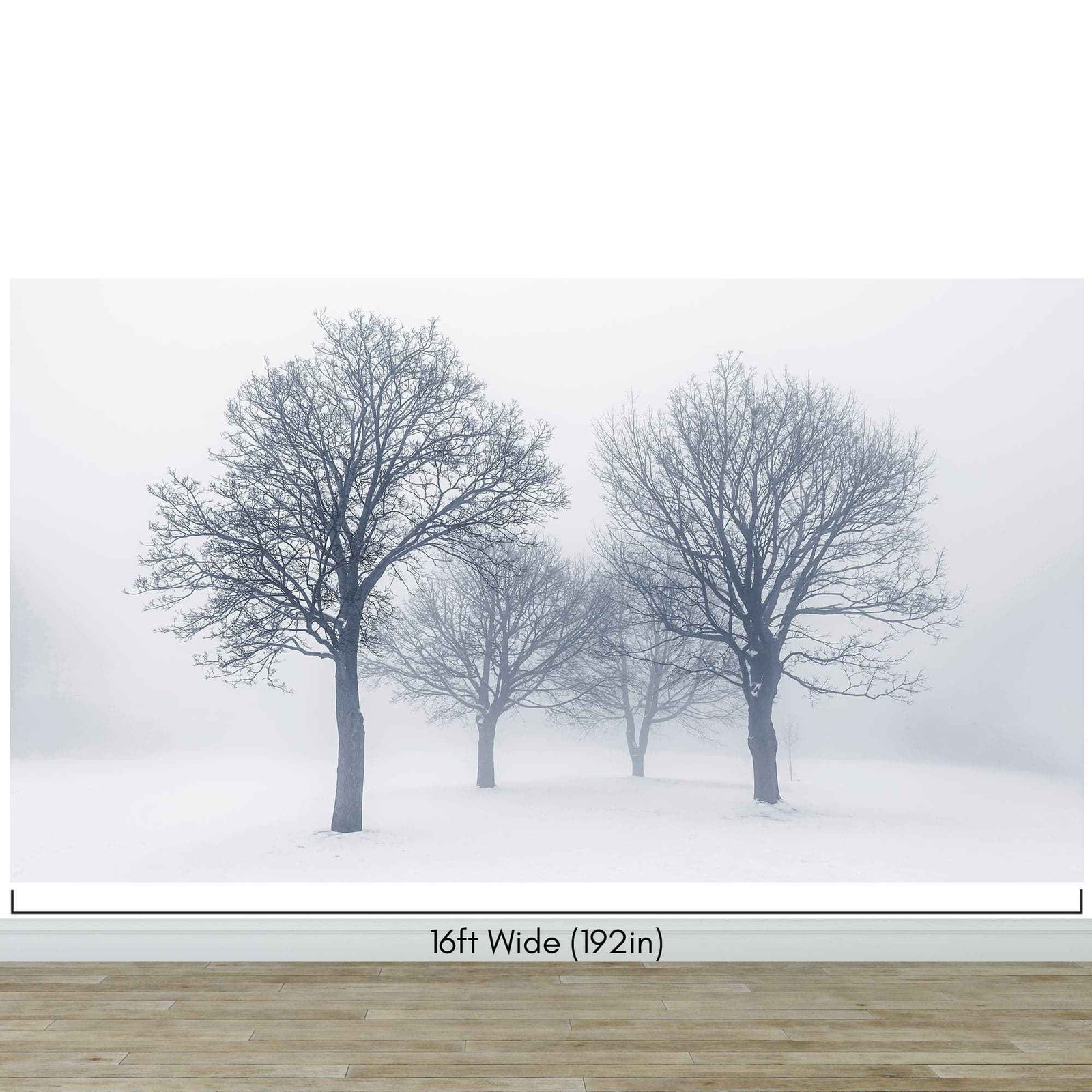 Black and White Snow Covered Trees Winter Landscape Wall Mural. #7042