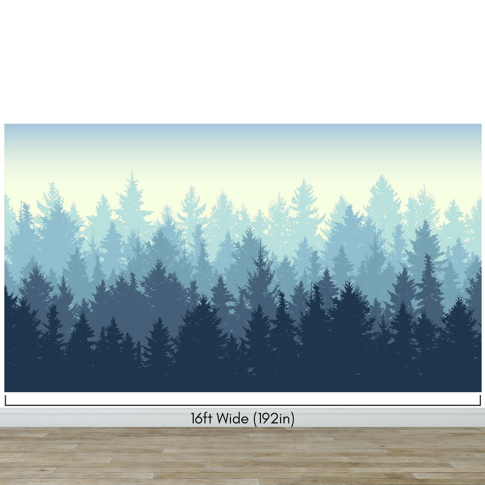 Misty Forest Wallpaper. Blue Pastel Color Mural #6772