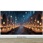 Floating Candles Great Hall Wallpaper Mural. Wizardly Dining Room Ambiance Wall Art. #6984