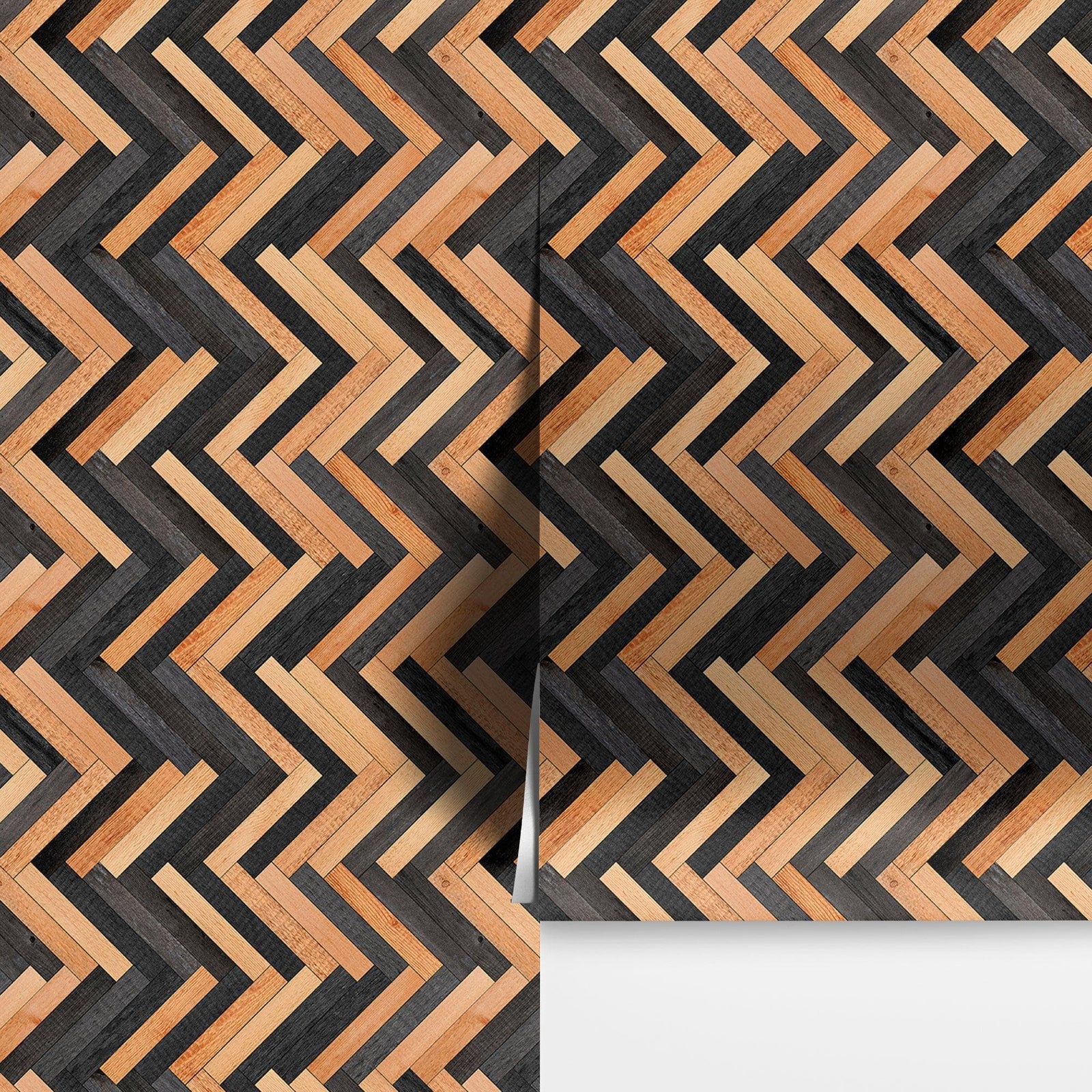 Modern Design Wooden Zigzag Panel Wallpaper Mural. #6736