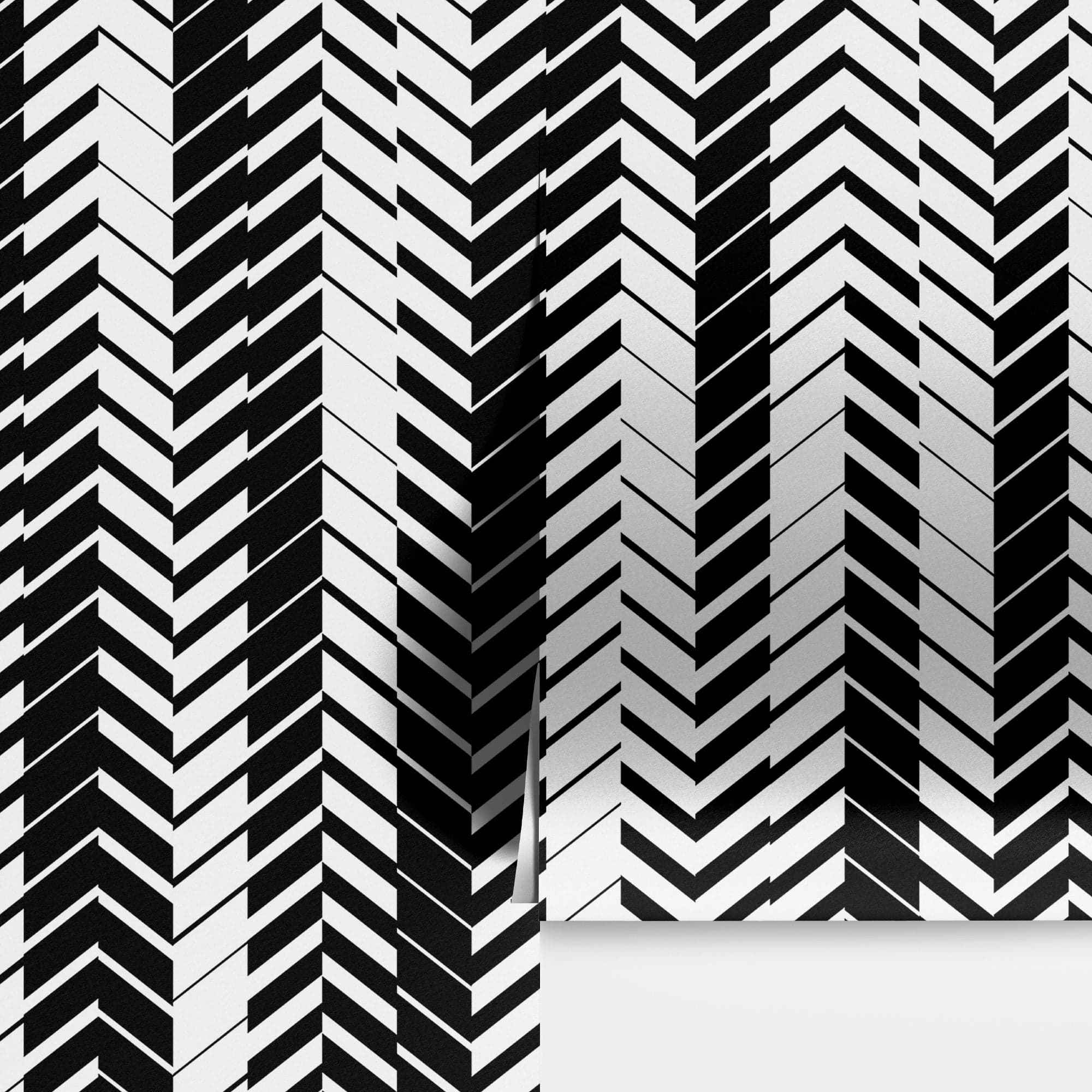 Black and White Minimal Retro Stripes Pattern Wallpaper. #7033