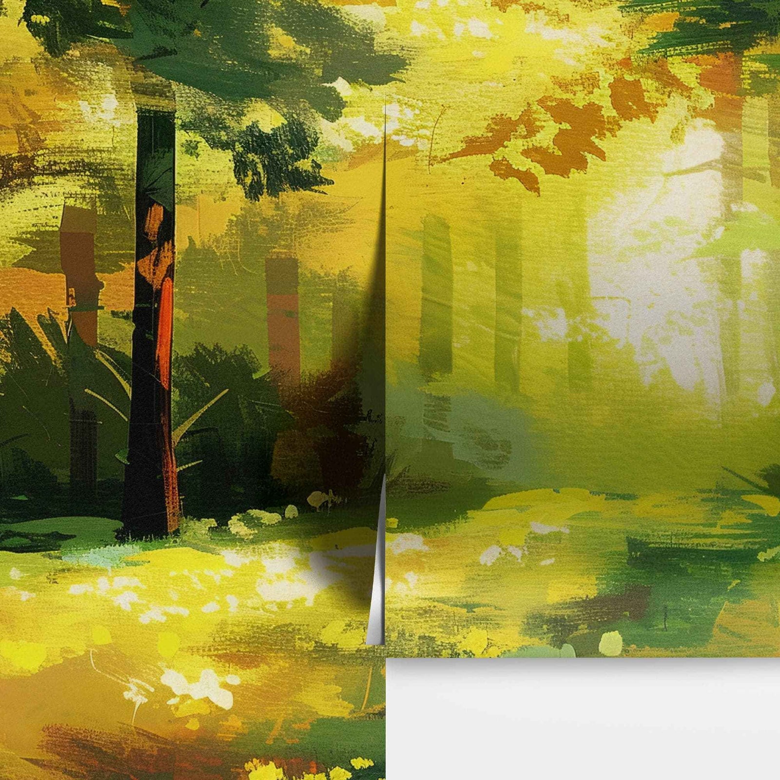 Green Forest Painting Wallpaper Mural. #7018