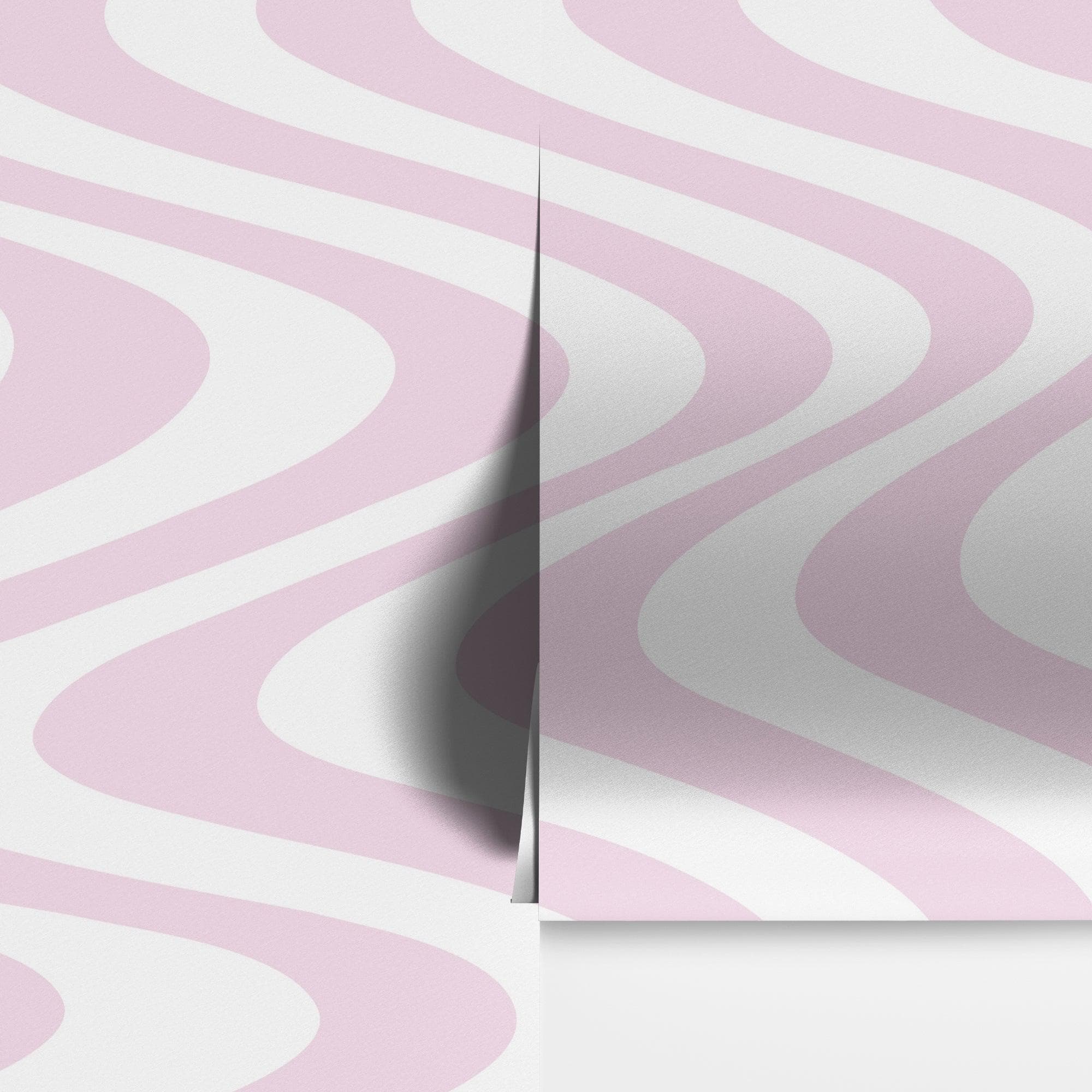 Pink Swirly Lines Abstract Wallpaper Mural. #6635