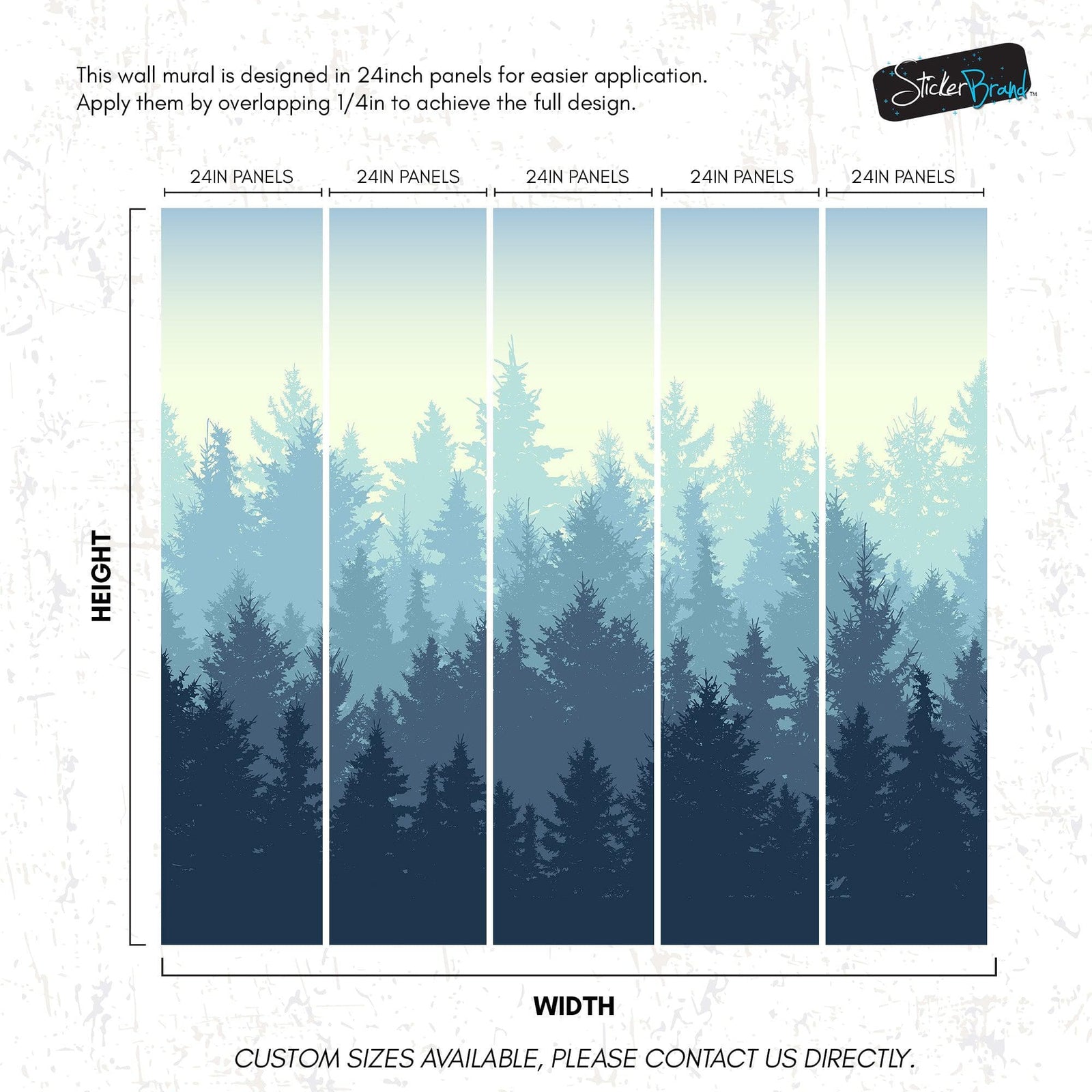 Misty Forest Wallpaper. Blue Pastel Color Mural #6772