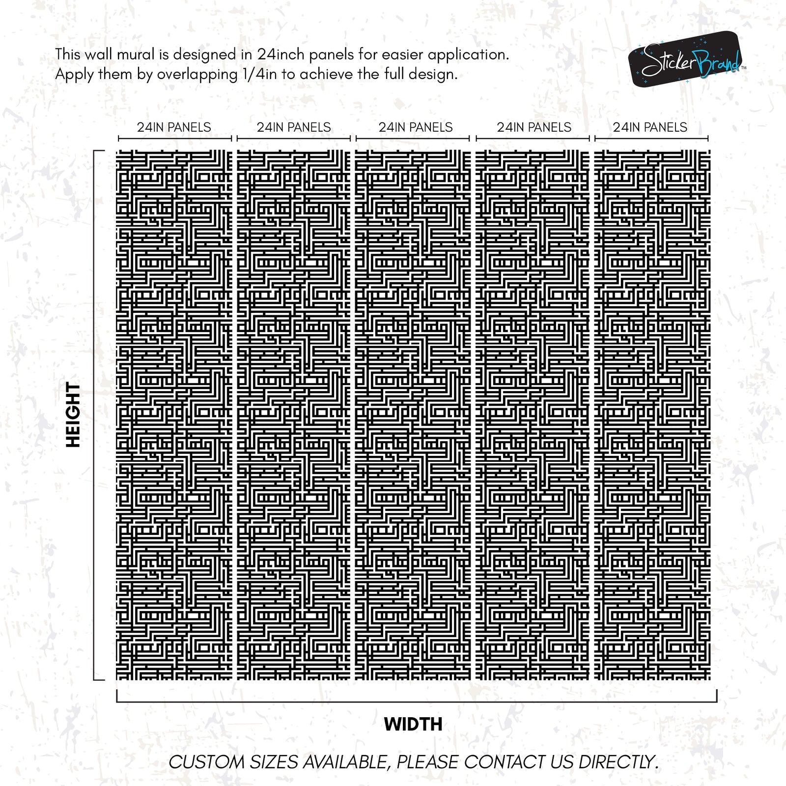 Abstract Maze Black and White Wallpaper Mural. #6739