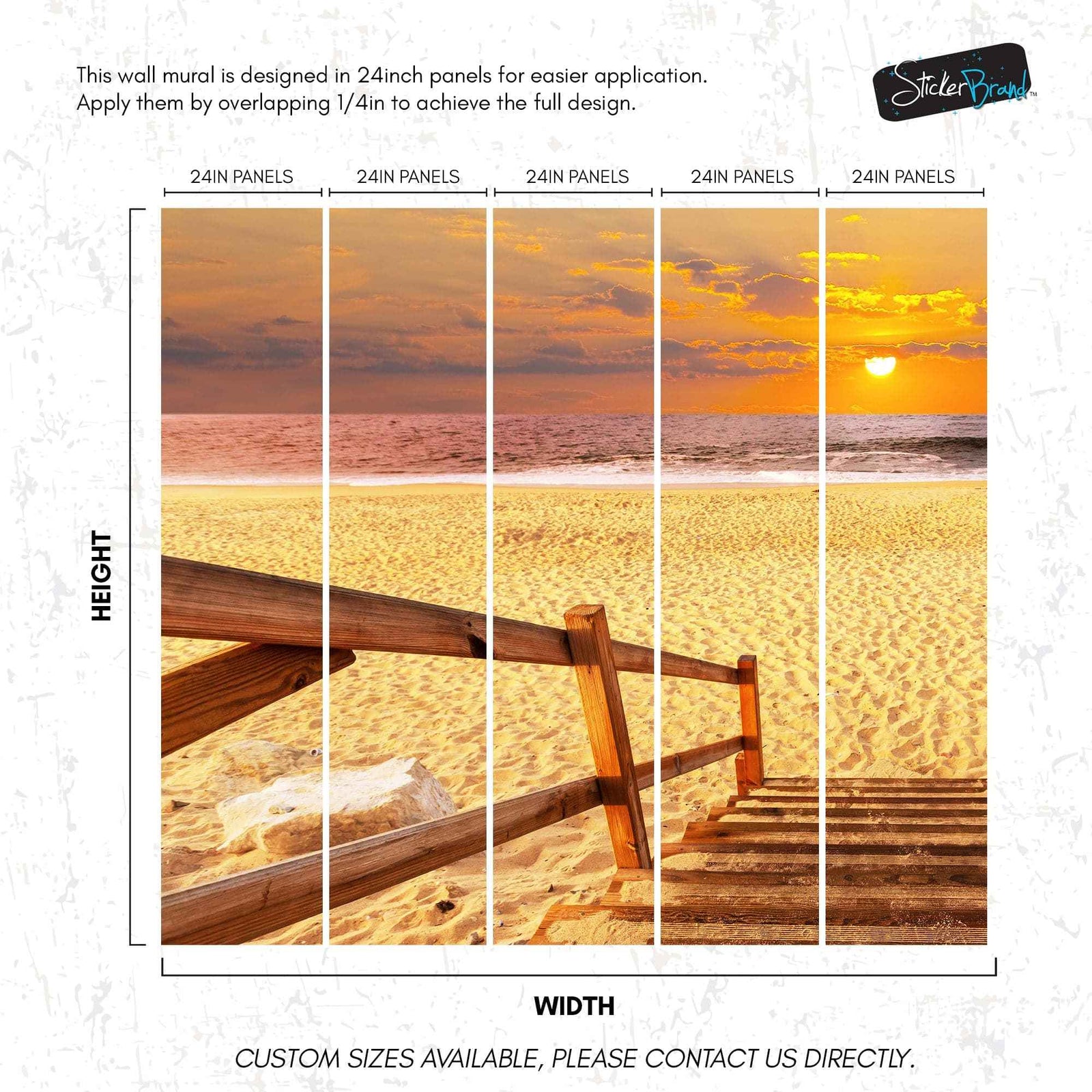 Yellow Sunset on Beach Wallpaper Mural. #6049