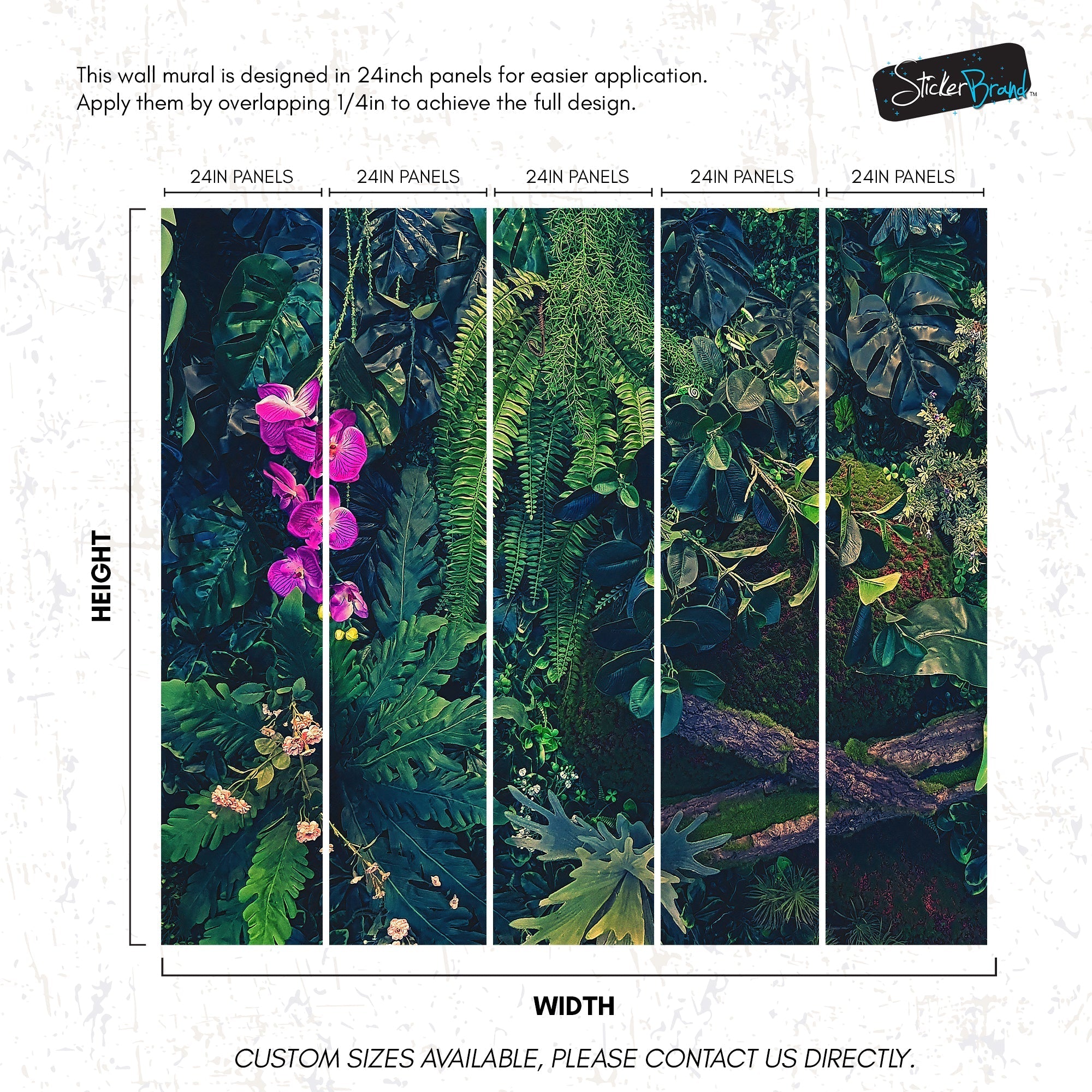 Jungle Wallpaper, Forest Greenery Botanical Wall Mural. #6741