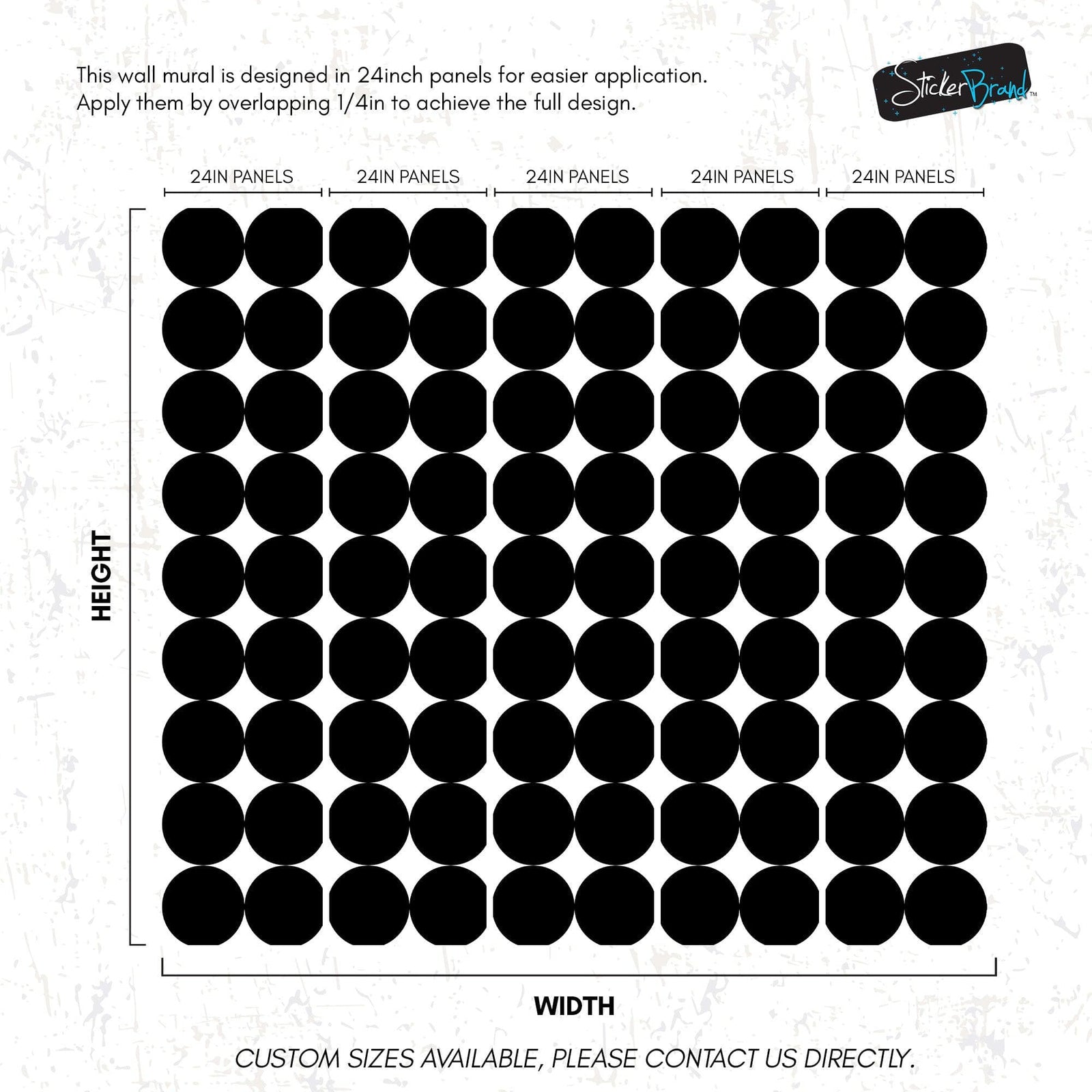 Modern Geometric Black Circle Wallpaper Mural. #6675