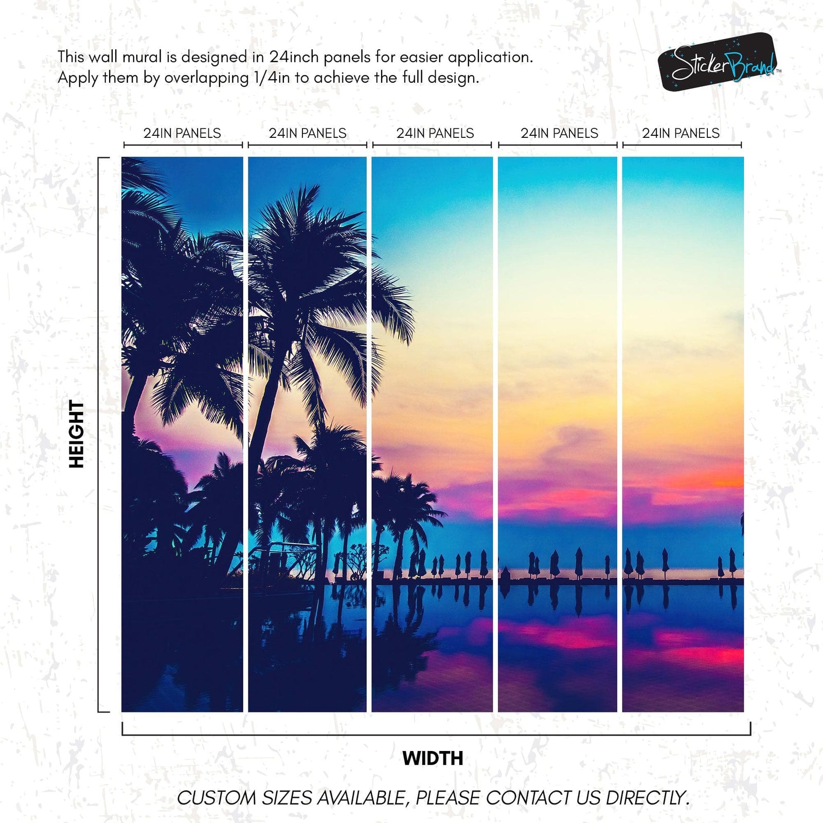Tropical Night Wallpaper Mural – Miami Sunset Over Resort Pool & Beach. #6915