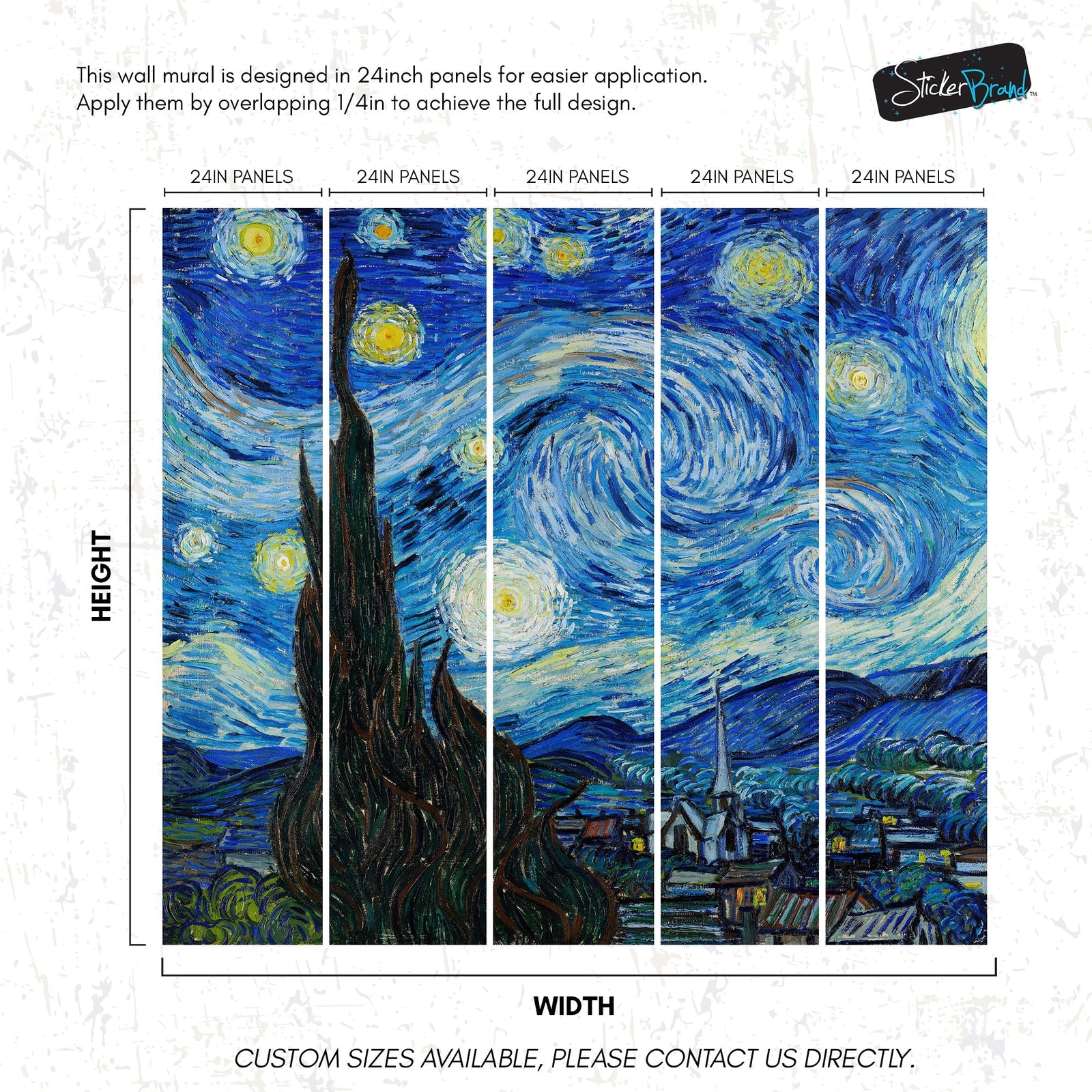 Vincent Van Gogh's The Starry Night Painting Wallpaper Mural.  #6742