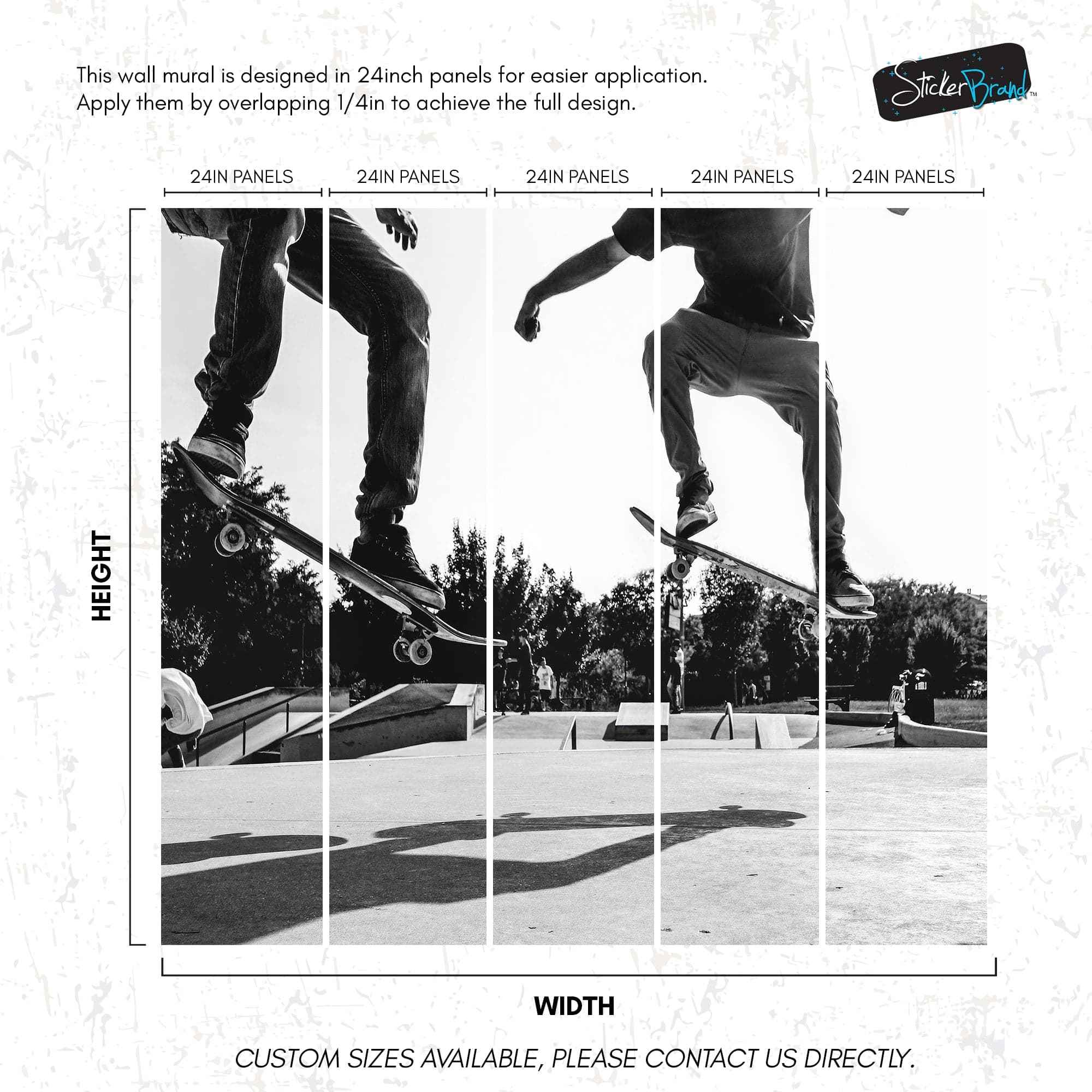 Skateboard Urban Park. Black and White Wall Mural. #7056