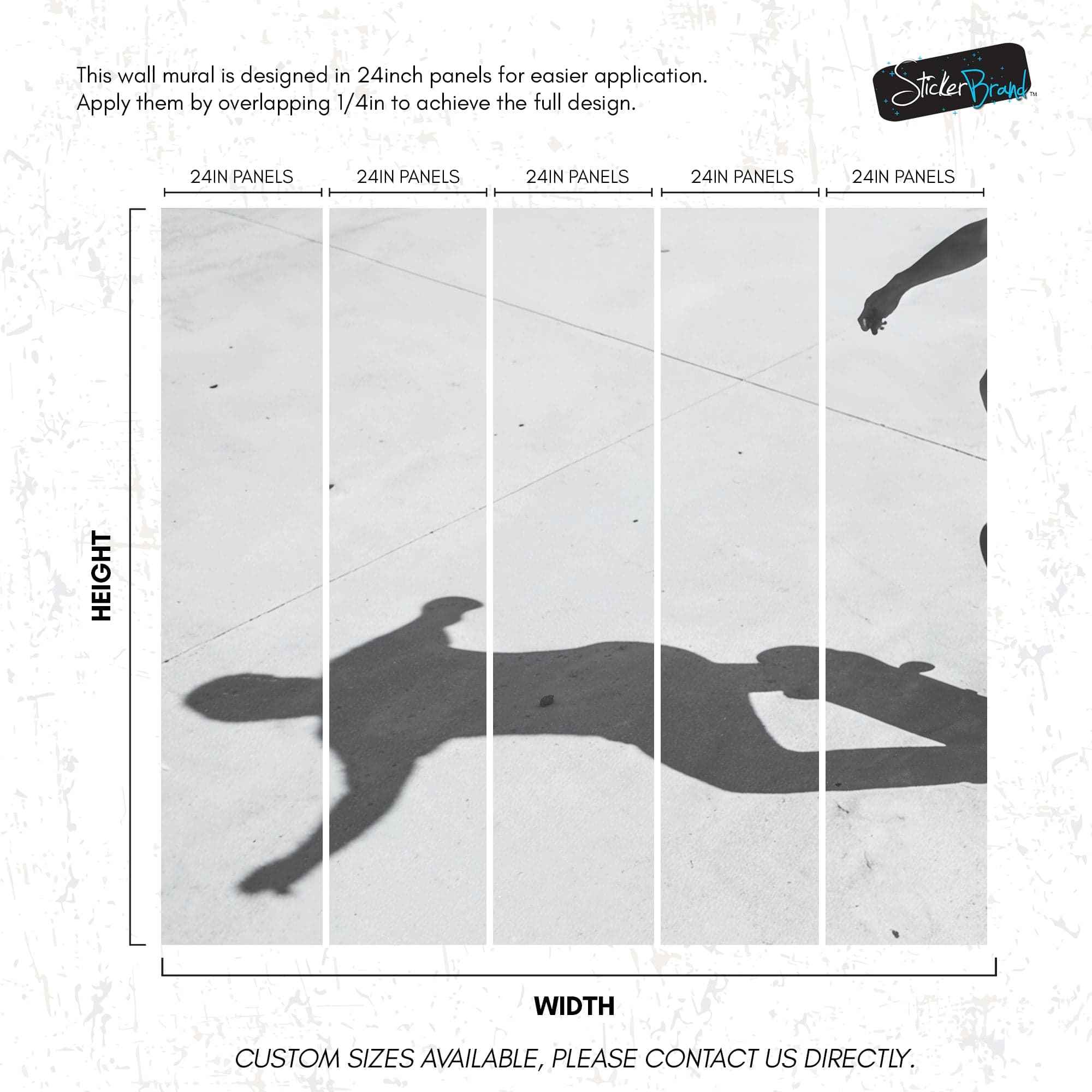Black and White Skateboard Urban Wall Mural. #7066