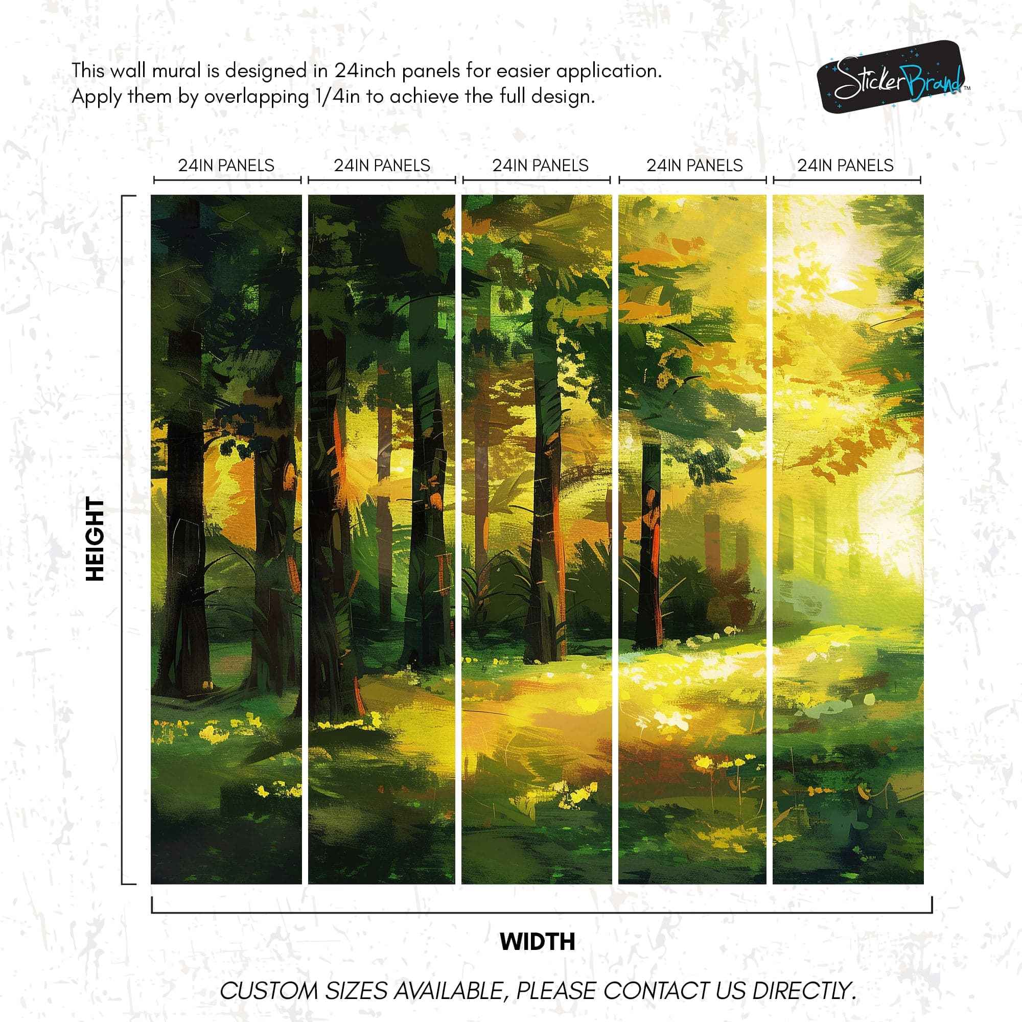 Green Forest Painting Wallpaper Mural. #7018