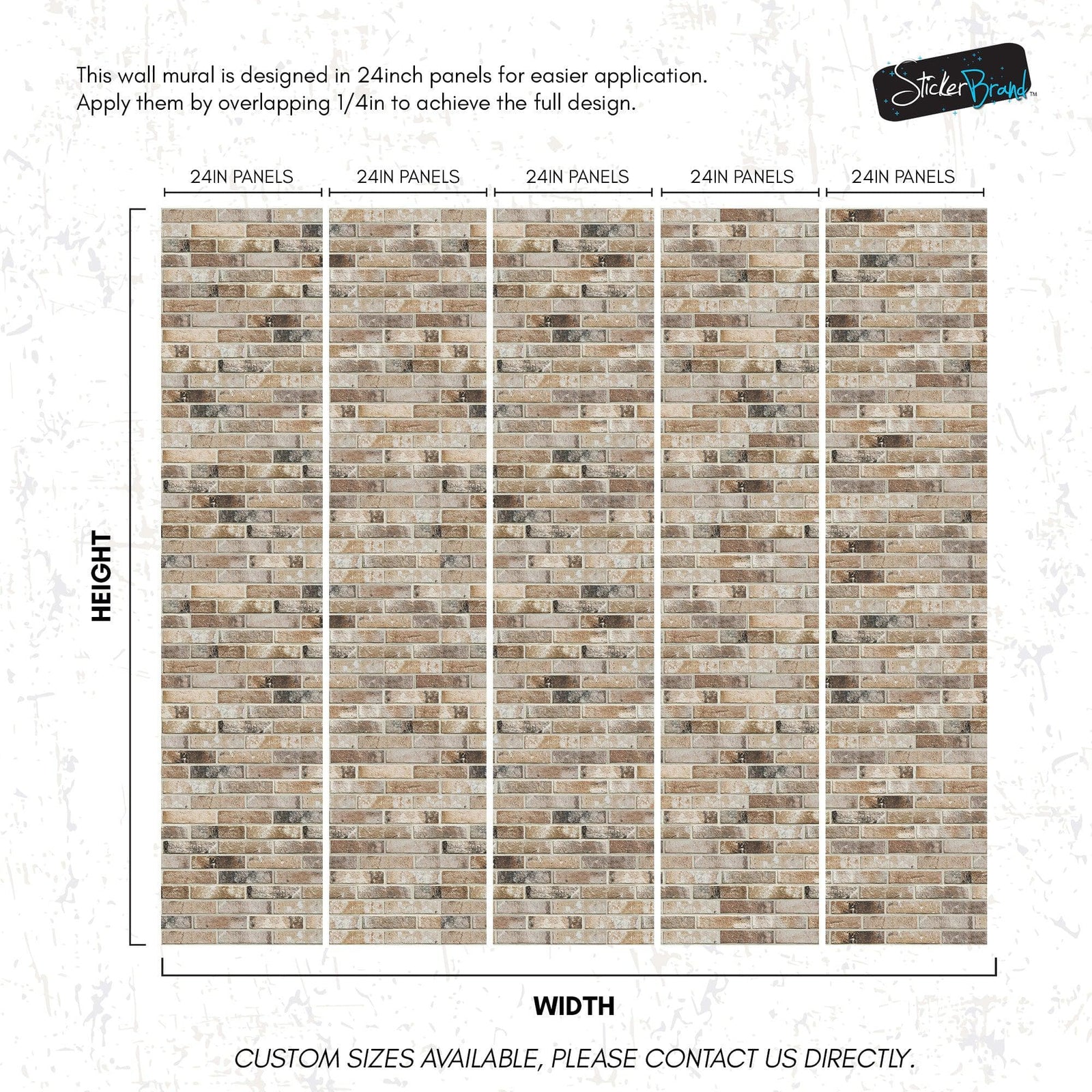 Brick Pattern Wallpaper Mural. Light Tan and Brown Color. #6801