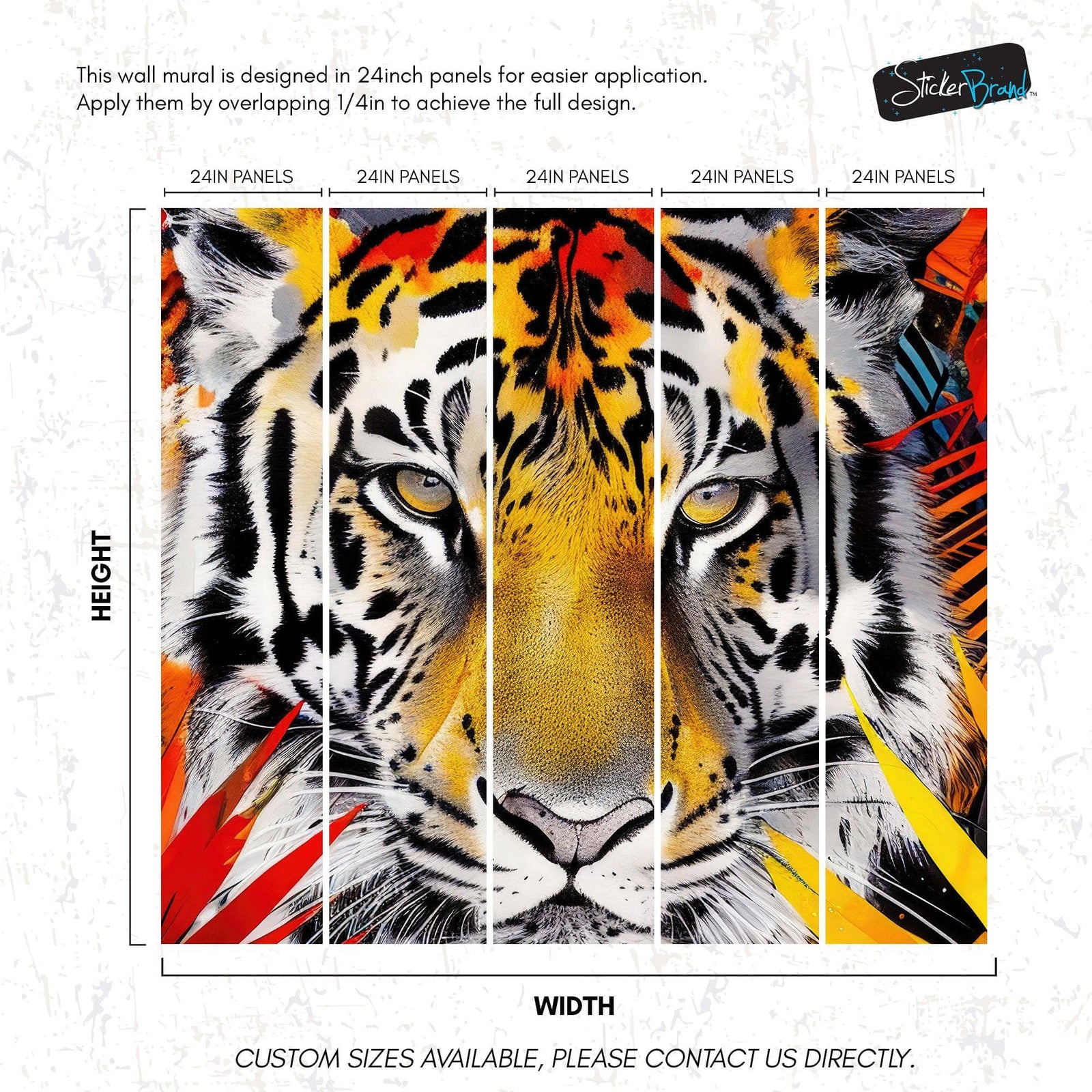 Glamour Chic Colorful Jungle Tiger Wall Mural. #6926