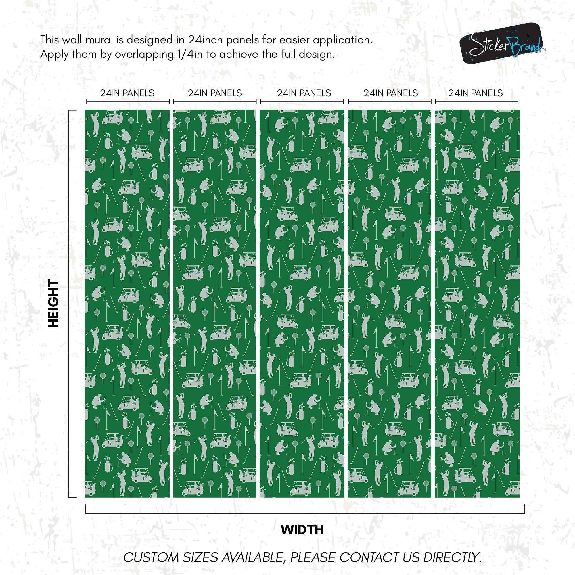 Golf Pattern Green Wallpaper Mural. #6746