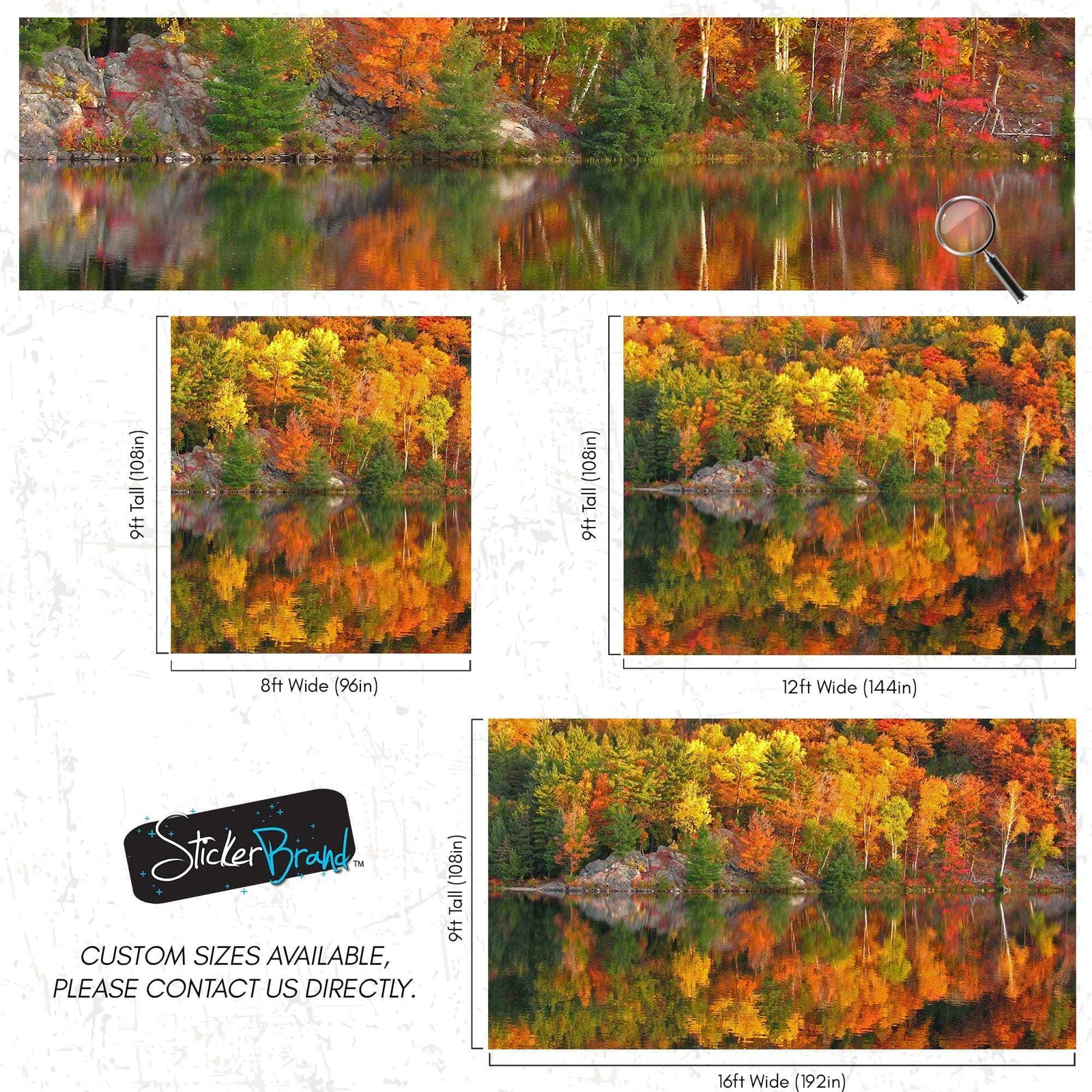 Colorful Autumn Forest Over Lake Wall Mural. Fall Foliage. #7052