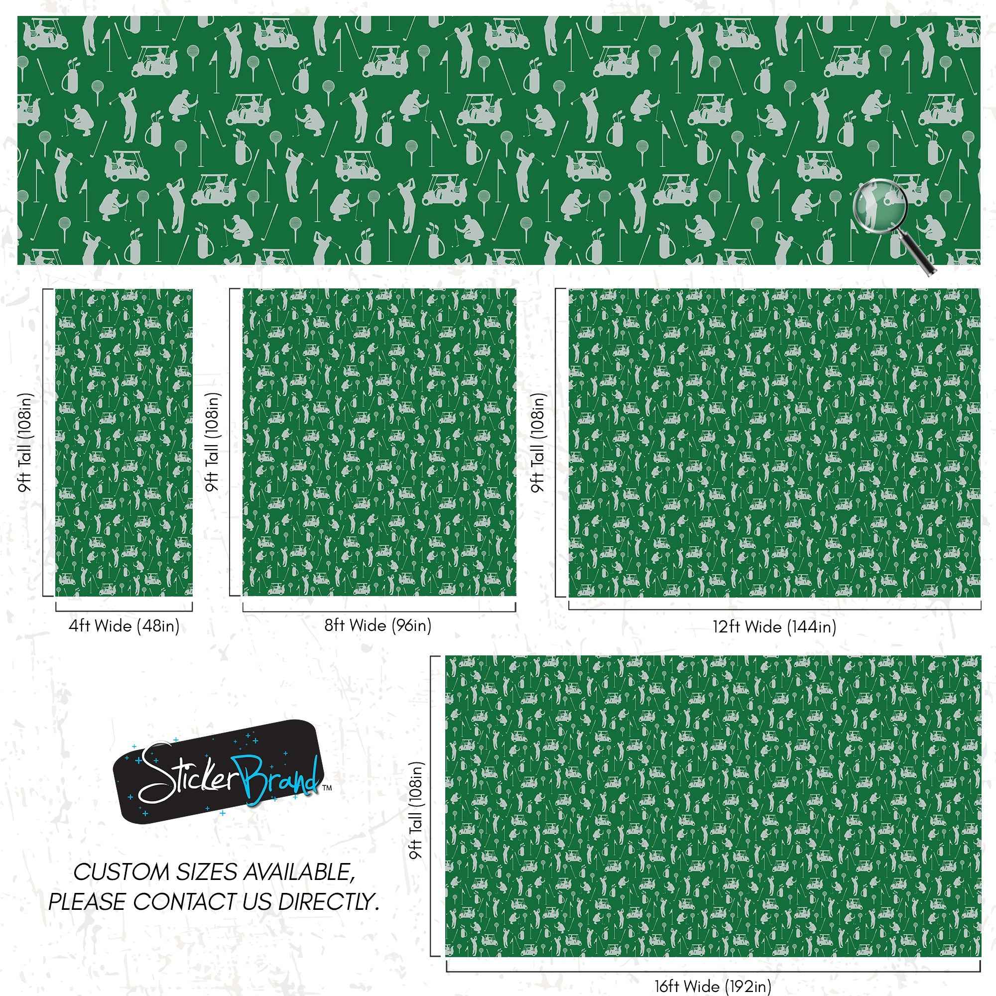 Golf Pattern Green Wallpaper Mural. #6746